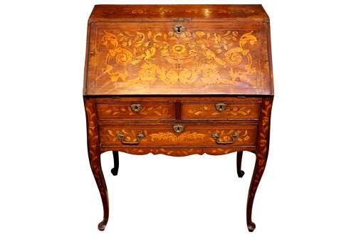 Fine Dutch Floral Marquetry Bureau, circa 1800