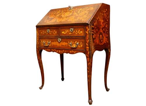 Fine Dutch Floral Marquetry Bureau, circa 1800