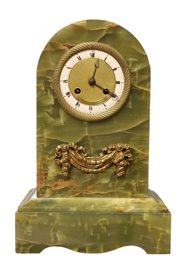 Fine Early 19th Century French Green Onyx Mantel Clock by Charles &agrave; Orl&eacute;ans, circa 1830