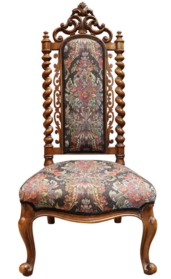 Decorative Victorian Carved Walnut and Tapestry Upholstered Chair, circa 1870