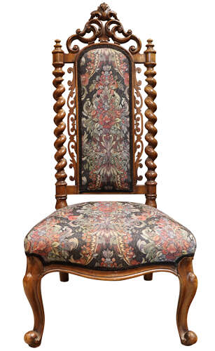 Decorative Victorian Carved Walnut and Tapestry Upholstered Chair, circa 1870