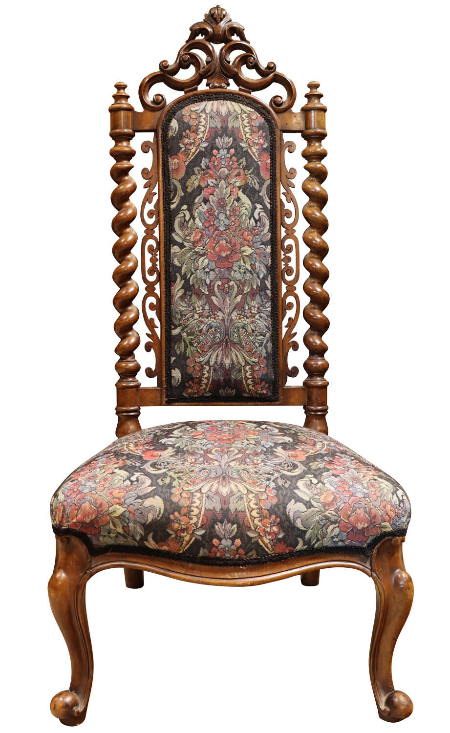 Decorative Victorian Carved Walnut and Tapestry Upholstered Chair, circa 1870