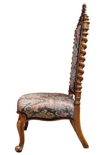 Decorative Victorian Carved Walnut and Tapestry Upholstered Chair, circa 1870