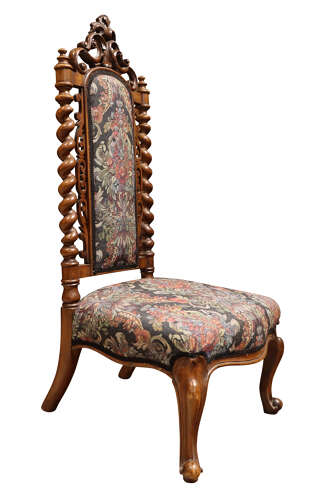 Decorative Victorian Carved Walnut and Tapestry Upholstered Chair, circa 1870
