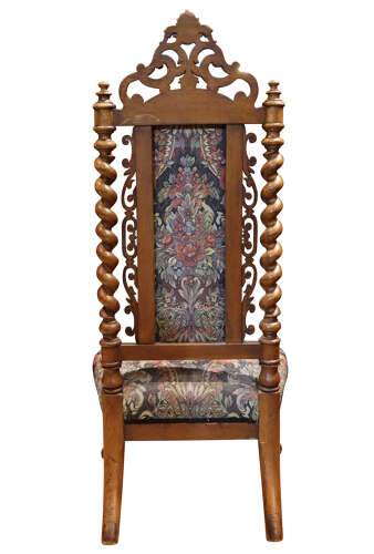Decorative Victorian Carved Walnut and Tapestry Upholstered Chair, circa 1870