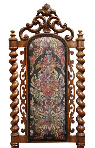 Decorative Victorian Carved Walnut and Tapestry Upholstered Chair, circa 1870