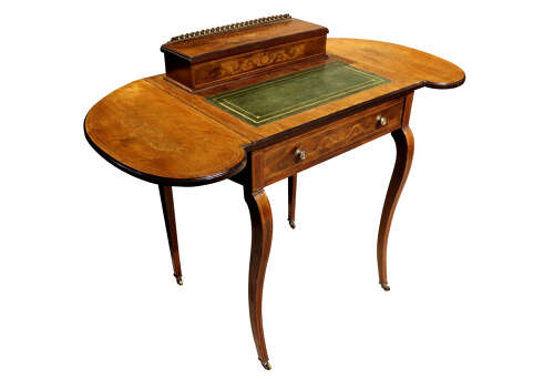 Edwardian Inlaid Rosewood Lady’s Writing Table with Fitted Interior, circa 1900