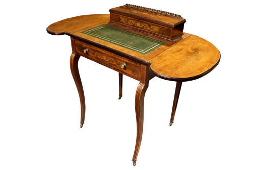 Edwardian Inlaid Rosewood Lady’s Writing Table with Fitted Interior, circa 1900