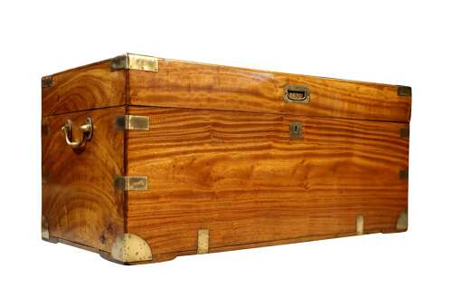 19th Century Camphor Wood and Brass-Bound Campaign Trunk, circa 1880