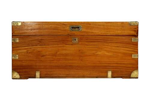 19th Century Camphor Wood and Brass-Bound Campaign Trunk, circa 1880