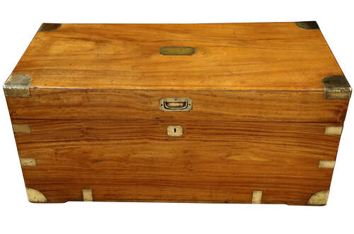 19th Century Camphor Wood and Brass-Bound Campaign Trunk, circa 1880