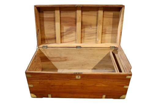 19th Century Camphor Wood and Brass-Bound Campaign Trunk, circa 1880