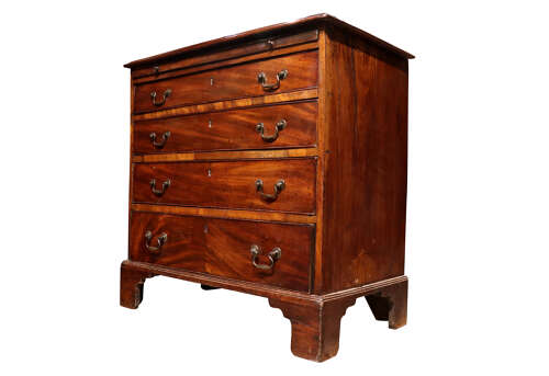 Small George III Mahogany Chest of Drawers with Brushing Slide, Circa 1800
