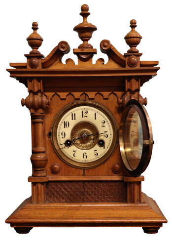 German H.A.C. Walnut 14-Day Striking Mantel Clock, Circa 1900