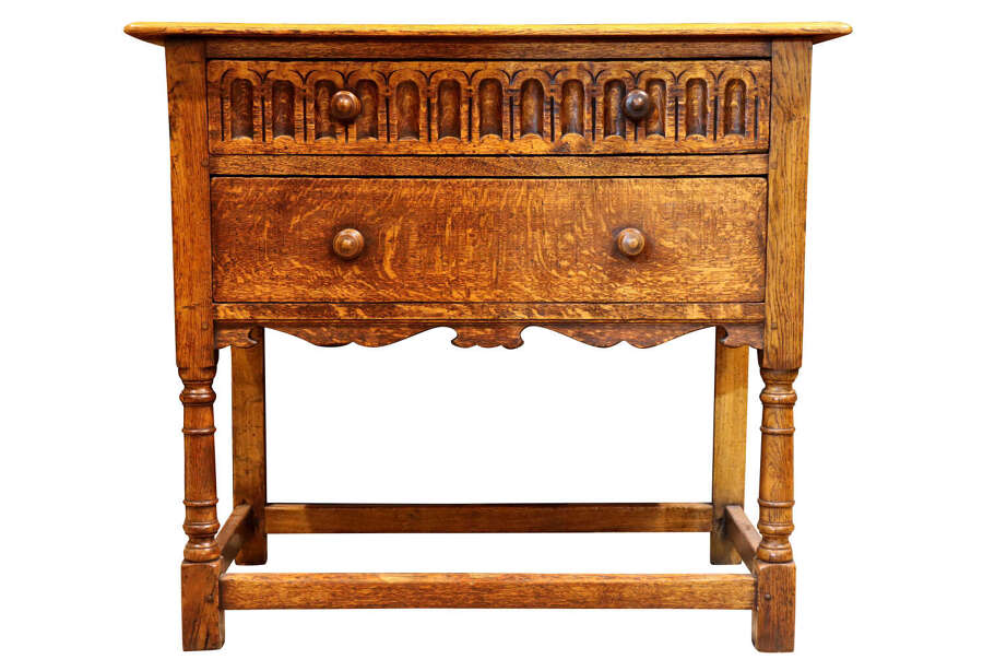 Early 20th Century Light Oak Jacobean Revival Side Table, Circa 1920