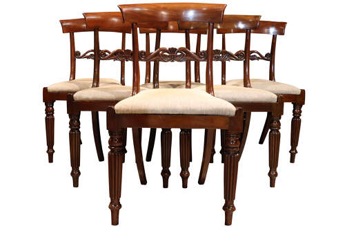 Set of Six William IV Mahogany Bar Back Dining Chairs, Circa 1830