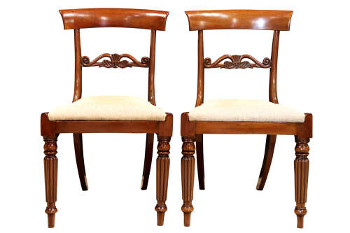 Set of Six William IV Mahogany Bar Back Dining Chairs, Circa 1830