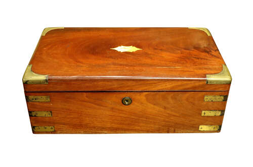 Mid-Victorian Mahogany Brass-Bound Campaign Writing Slope, Circa 1850