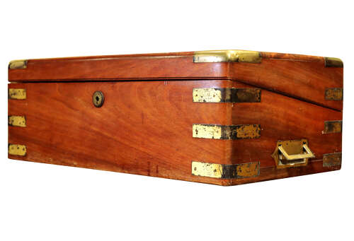 Mid-Victorian Mahogany Brass-Bound Campaign Writing Slope, Circa 1850