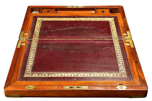 Mid-Victorian Mahogany Brass-Bound Campaign Writing Slope, Circa 1850