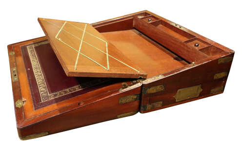 Mid-Victorian Mahogany Brass-Bound Campaign Writing Slope, Circa 1850