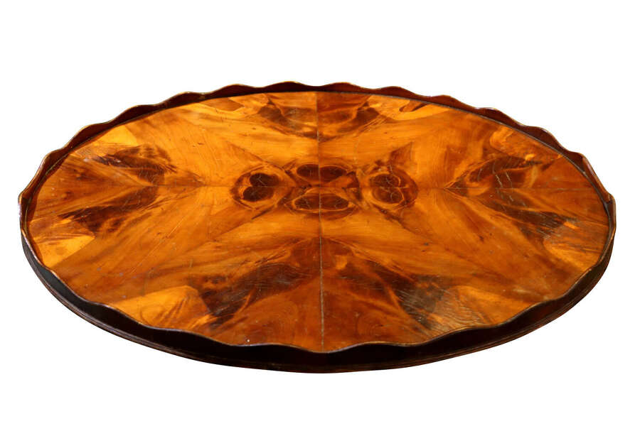 Edwardian Oyster Veneered Oval Serving Tray, Circa 1900