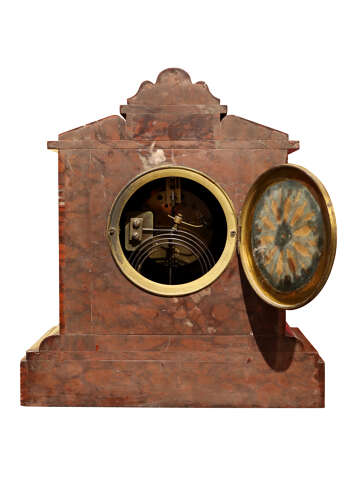 French Rouge Marble and Bronze Mounted Mantel Clock, Circa 1870
