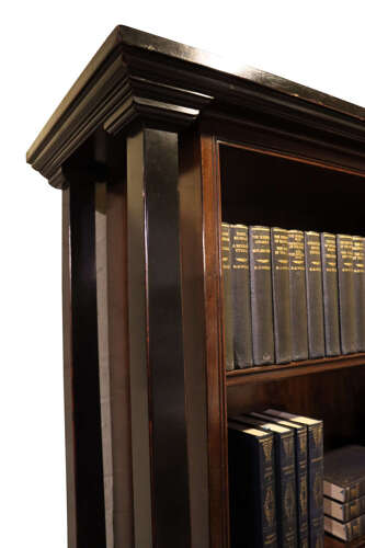Retro Ebonised and Macassar Wood Open Bookcase, Architectural Design, Circa 1970