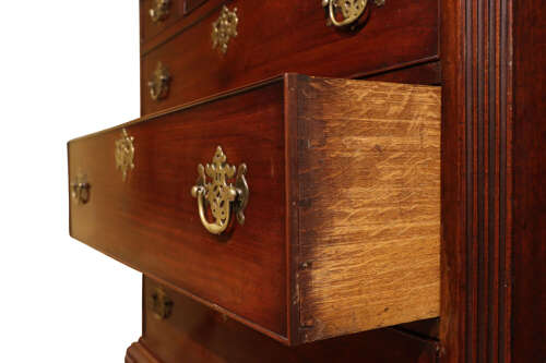 George III Mahogany Chest on Chest with Original Pierced Brasses, Circa 1770