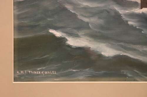 HMS Prince of Wales – Original Gouache Maritime Painting, Circa 1900