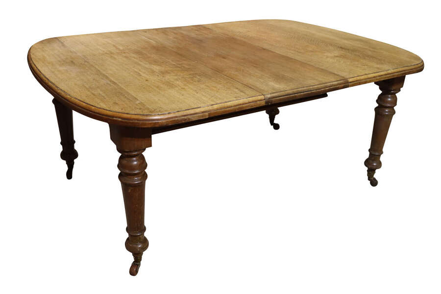 Victorian Oak D-End Extending Dining Table with Single Leaf, Circa 1870