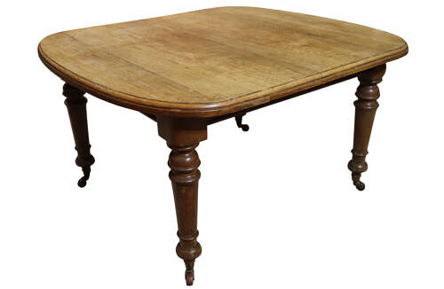 Victorian Oak D-End Extending Dining Table with Single Leaf, Circa 1870