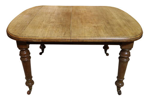 Victorian Oak D-End Extending Dining Table with Single Leaf, Circa 1870