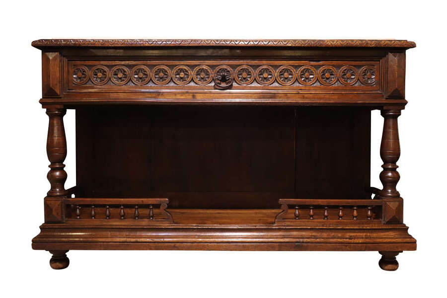 A Henri II Style French Carved Oak Enfilade with Marble Top, Circa 1870