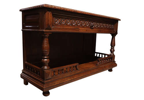 A Henri II Style French Carved Oak Enfilade with Marble Top, Circa 1870