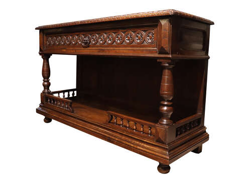 A Henri II Style French Carved Oak Enfilade with Marble Top, Circa 1870