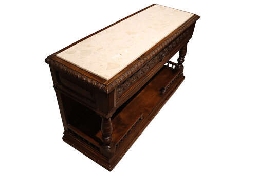 A Henri II Style French Carved Oak Enfilade with Marble Top, Circa 1870
