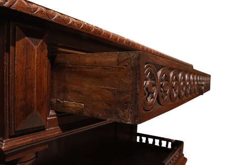 A Henri II Style French Carved Oak Enfilade with Marble Top, Circa 1870
