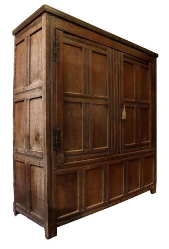 Charles II Oak Panelled Vestment Cupboard, Circa 1680