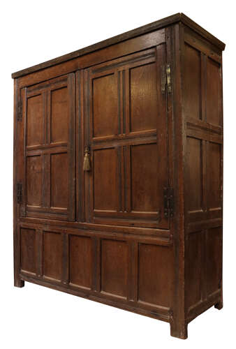 Charles II Oak Panelled Vestment Cupboard, Circa 1680