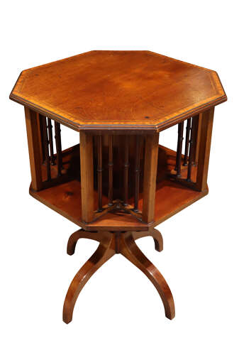 Edwardian Mahogany Octagonal Revolving Bookcase Circa 1900