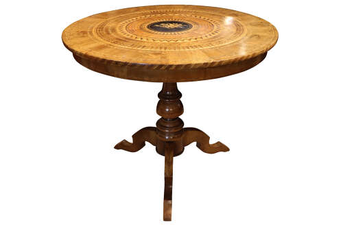 Fine Italian Sorrento Walnut Marquetry and Parquetry Occasional Table, Circa 1900