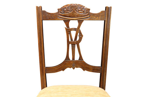 Pair of Victorian Walnut Diamond Jubilee Commemorative Side Chairs, 1897