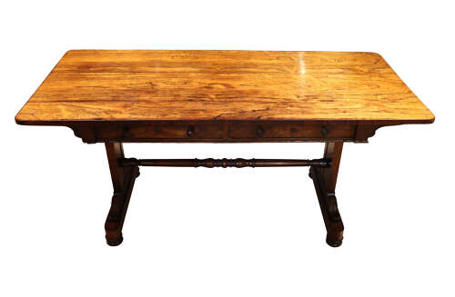 Fine William IV Rosewood Library Table with Drawers, Circa 1830