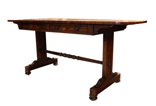 Fine William IV Rosewood Library Table with Drawers, Circa 1830