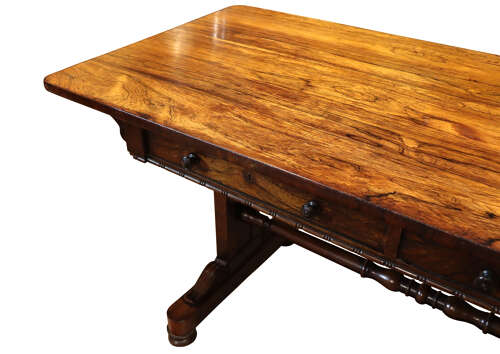 Fine William IV Rosewood Library Table with Drawers, Circa 1830