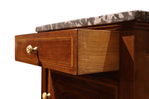 Pair of Victorian Mahogany and Satinwood Inlaid Bedside Cupboards in the Sheraton Style